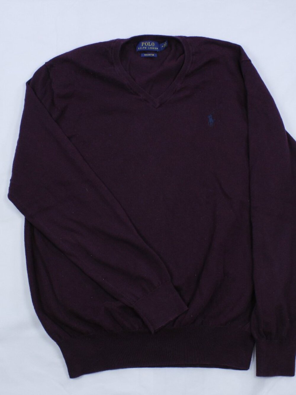 Polo Ralph Lauren Sweater - V-Neck - Maroon/Burgundy Size M
